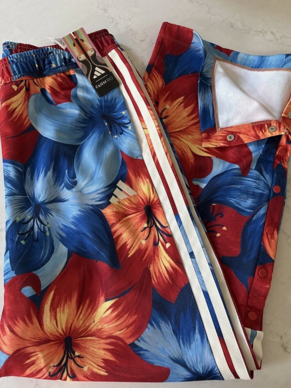 Adidas x Farm Rio House Of Tiro Track Pant Red Blue KD4633 Women's M NWT